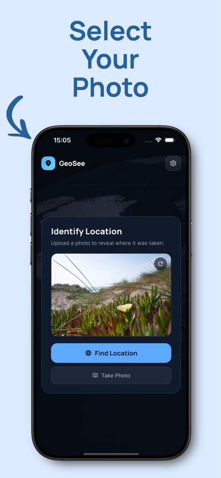 Photo Location Finder scanning screen